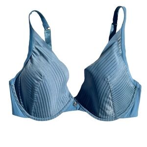 Thirdlove 24/7 seamless stripe plunge bra blue womens 36D